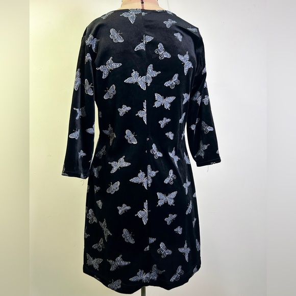 Vintage 90s Velvet Butterfly Print Dress by Melinda Women’s Size M - Picture 5 of 13